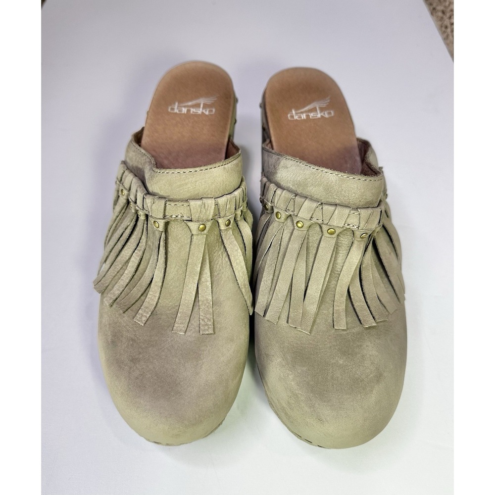 Dansko Deni Fringe Mule Clogs Women's US Size 9 / EU40 Suede Leather Shoes Gray - Picture 5 of 9